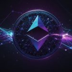 Digital illustration of Ethereum’s logo glowing amidst a network of interconnected nodes, symbolizing its decentralized blockchain ecosystem.