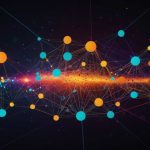 A digital illustration of Polkadot’s blockchain network, showcasing interconnected nodes and parachains in a vibrant, futuristic design with glowing lines symbolizing cross-chain communication.
