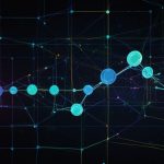 A futuristic digital illustration of the Hedera Hashgraph network, featuring interconnected nodes and glowing HBAR tokens against a dark blockchain-inspired background.