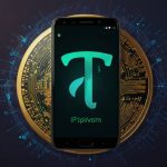 A digital illustration of a smartphone displaying the Pi Network logo with a rising cryptocurrency chart in the background, symbolizing Pi coin’s growth and mobile mining innovation.