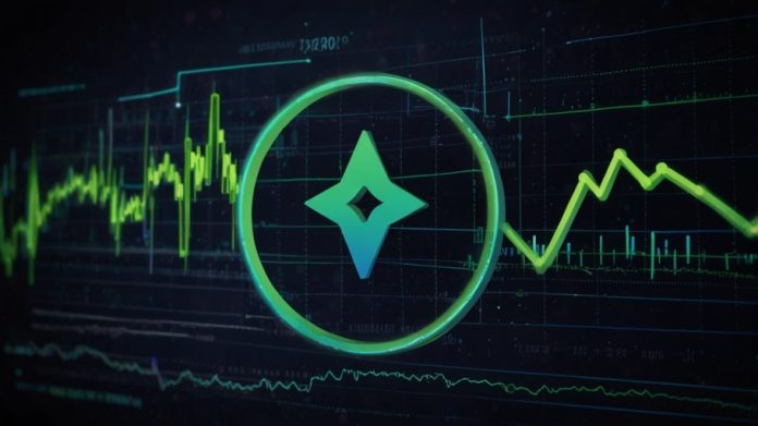A dynamic digital illustration of the XRP cryptocurrency logo with upward-trending green arrows and glowing market data charts in the background, symbolizing a price surge.