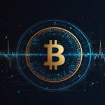 A digital illustration of the USDC stablecoin logo, featuring a blue and white circular design with interconnected lines, set against a futuristic blockchain-inspired background with glowing nodes.