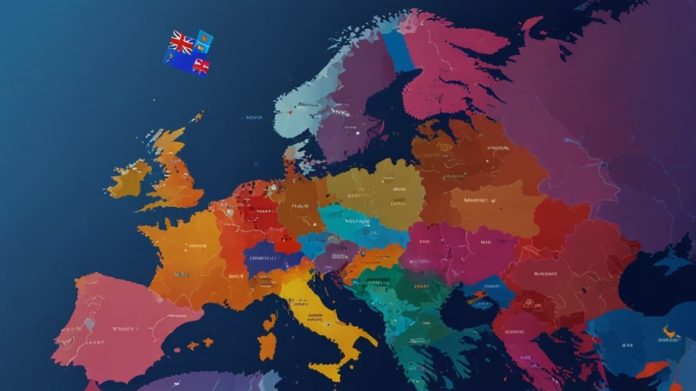 A digital illustration of Revolut’s logo with a European map in the background, highlighting France and the UK, symbolizing fintech growth