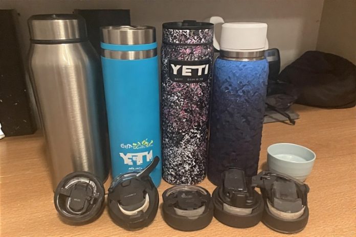 Camping YETI bottles, YETI drinking bottles and other bottles