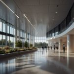 Modern glass building of AstraZeneca’s new research hub in Cambridge, UK, surrounded by greenery, symbolizing innovation in biotechnology.