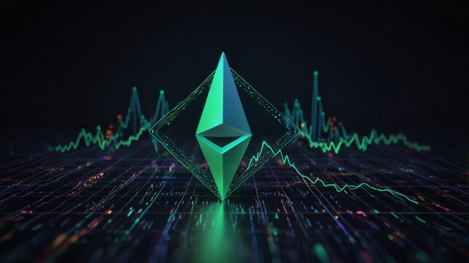 A digital illustration of a glowing Toncoin logo with upward-trending green arrows and market data charts in the background, symbolizing growth and activity in the cryptocurrency market.
