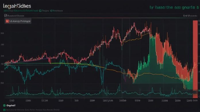 A line graph displaying Legal & General’s share price trends over the past year, with key data points highlighted in blue against a white background.