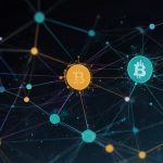 A vibrant digital illustration of the Stellar blockchain, featuring glowing nodes connected in a cosmic network with the XLM logo at the center.