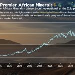 Line graph showing projected share price of Premier African Minerals from 2025 to 2035, with prices rising from 0.015p to 0.077p.
