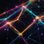 Solana logo on a vibrant blockchain network background