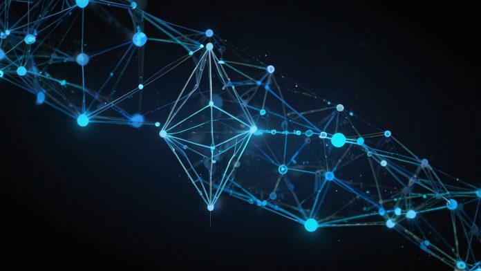 Arbitrum logo on a digital blockchain background