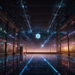 Digital illustration of XRP tokens being released from a stylized escrow vault with a blockchain background, symbolizing Ripple’s June 2025 token unlock.