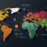 Digital illustration of a global investment portfolio, featuring icons of technology, healthcare, and consumer sectors with a world map backdrop, representing Scottish Mortgage Investment Trust’s diverse holdings.