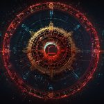 Digital illustration of the Cardano logo ascending on a wave of green charts, intertwined with XRP symbols, financial graphs, and caution signs against scams on a futuristic blockchain backdrop.