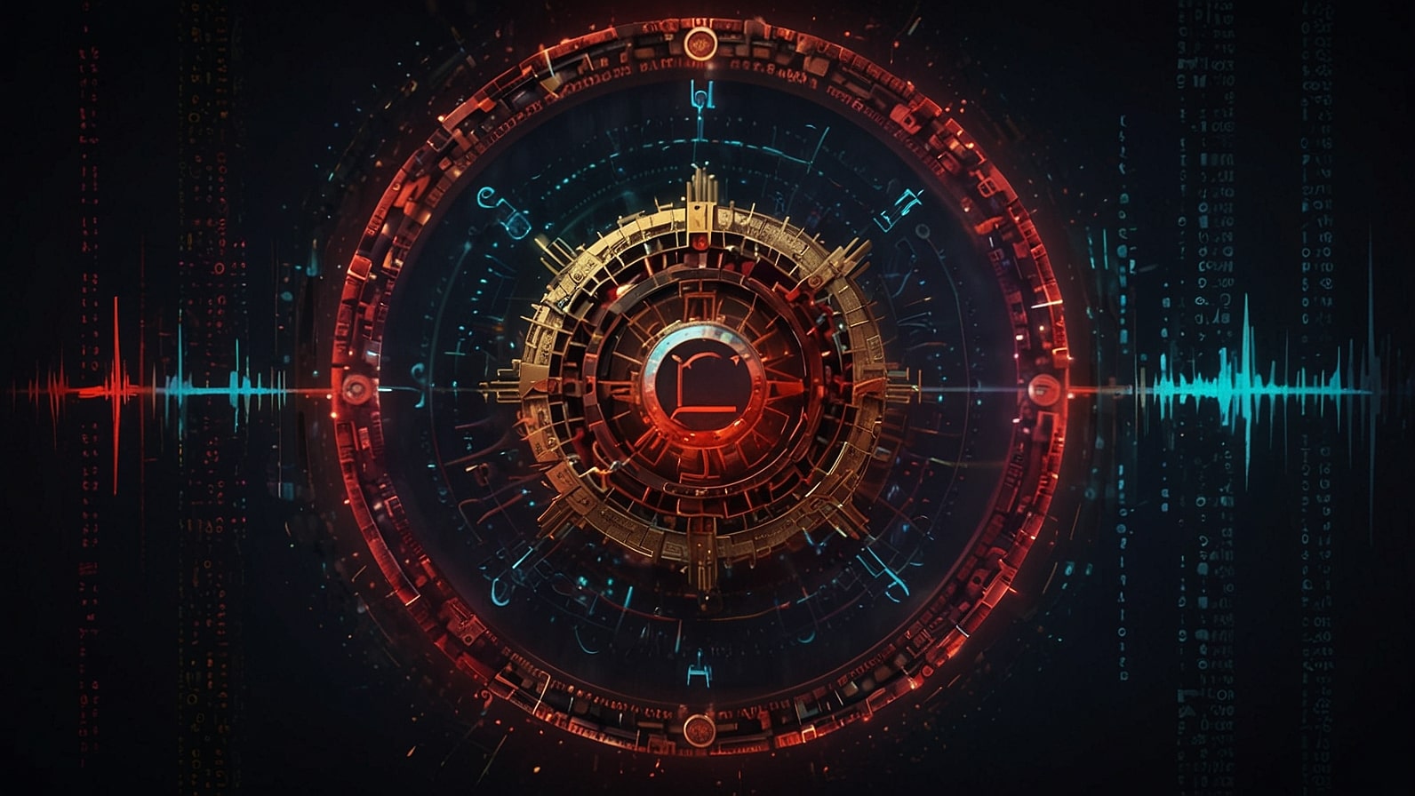 Digital illustration of the Cardano logo ascending on a wave of green charts, intertwined with XRP symbols, financial graphs, and caution signs against scams on a futuristic blockchain backdrop.