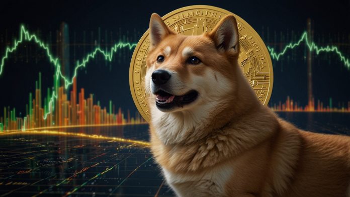 A vibrant illustration of the Dogecoin Shiba Inu mascot riding an upward rocket against a backdrop of rising price charts, market cap figures, and trading volume spikes, symbolizing the 6.4% daily surge on July 17, 2025.