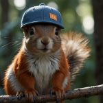 A heartfelt digital illustration of Peanut the Squirrel sitting on a tree branch with a tiny hat, surrounded by a soft glow, social media icons, and a banner reading "Peanut’s Law," symbolising his legacy and the regulatory controversy.