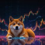 Digital illustration contrasting Shiba Inu’s playful dog mascot with XRP’s sleek financial network, featuring a split background of meme-driven chaos and structured blockchain charts.