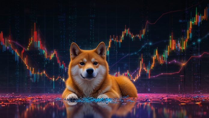 Digital illustration contrasting Shiba Inu’s playful dog mascot with XRP’s sleek financial network, featuring a split background of meme-driven chaos and structured blockchain charts.