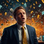 A digital illustration showing a plummeting $HAWK meme coin token amidst a chaotic backdrop of social media icons, legal documents, and angry investor silhouettes, representing the cryptocurrency’s regulatory and financial fallout.