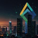 A digital illustration of a rising XRP cryptocurrency price chart with a futuristic cityscape background, featuring glowing XRP logos and upward-trending graphs in vibrant blue and green hues.