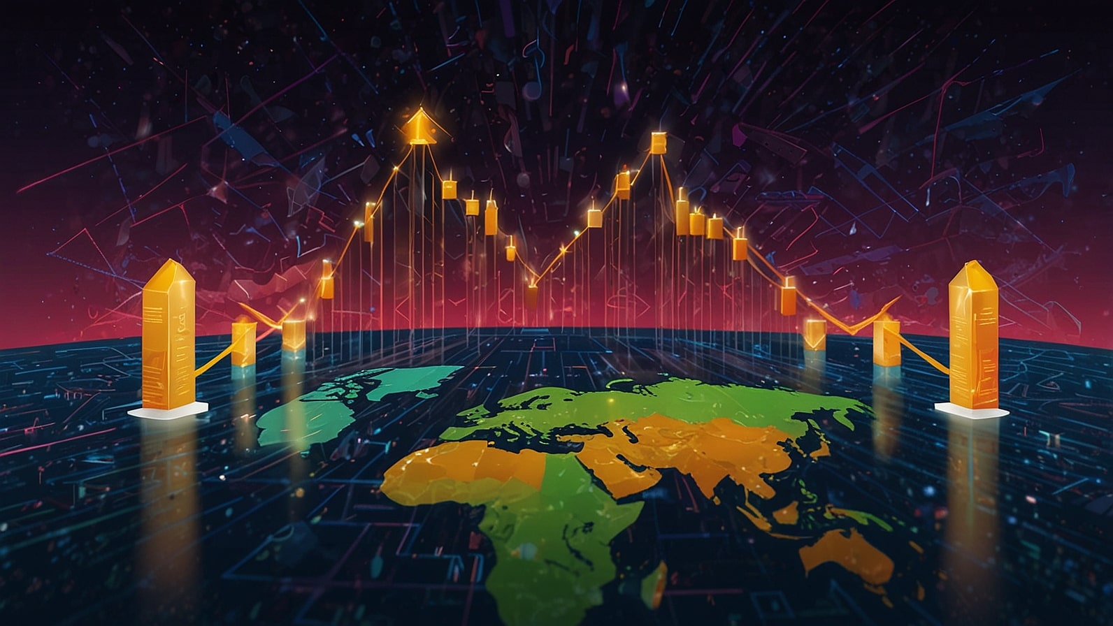 A digital illustration depicting a complex regulatory landscape with stablecoin symbols like USDT and USDC navigating through legal documents, scales of justice, and global maps, symbolising regulatory risks.