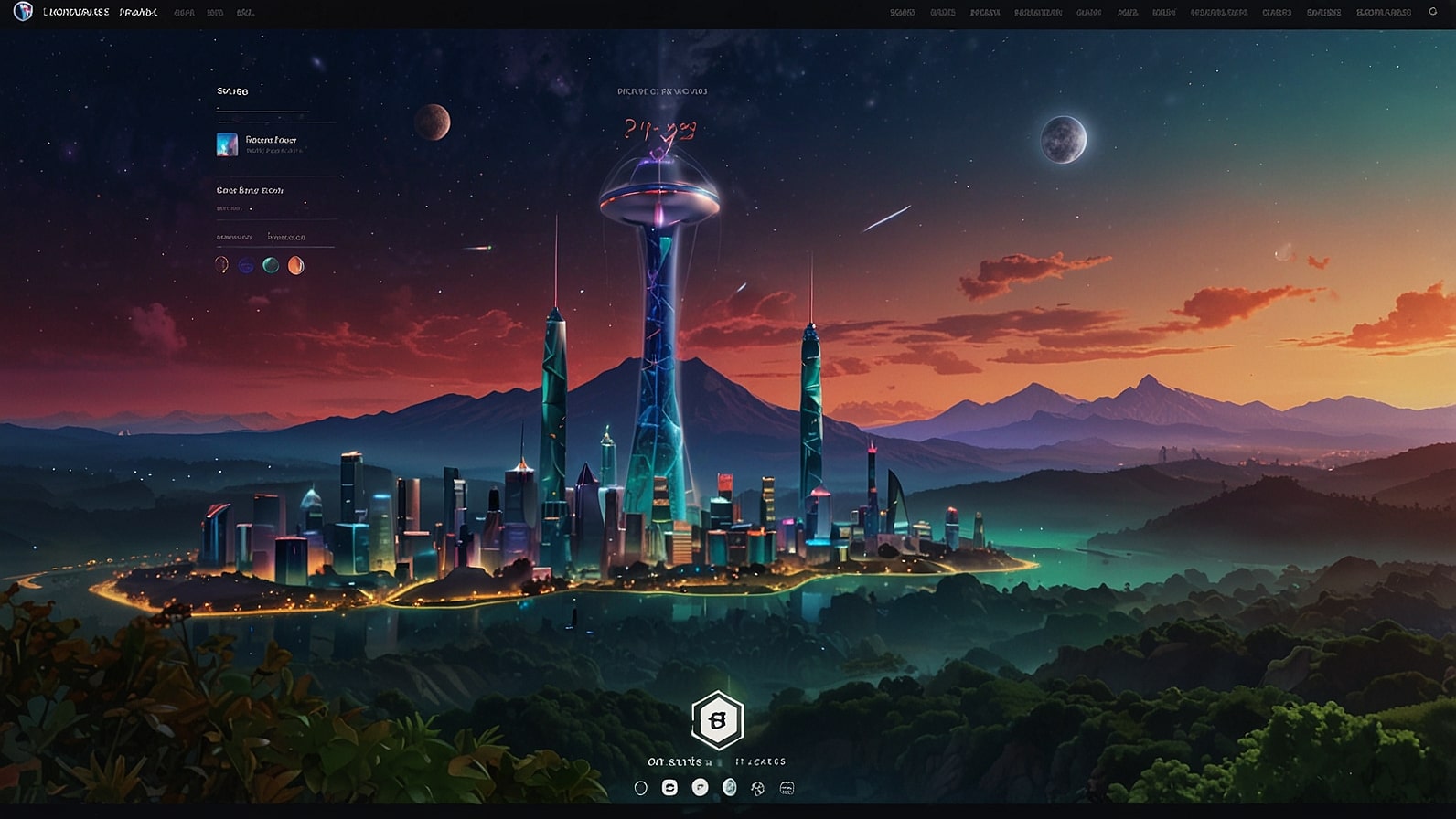 A vibrant digital interface of the Shiba Inu Metaverse homepage, showcasing a sleek download button for early access, surrounded by futuristic virtual land plots and Shiba Inu token graphics.