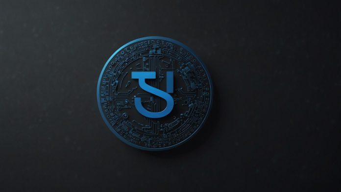The official logo of the Sui cryptocurrency, featuring a stylized blue and white design with interconnected curves forming an 