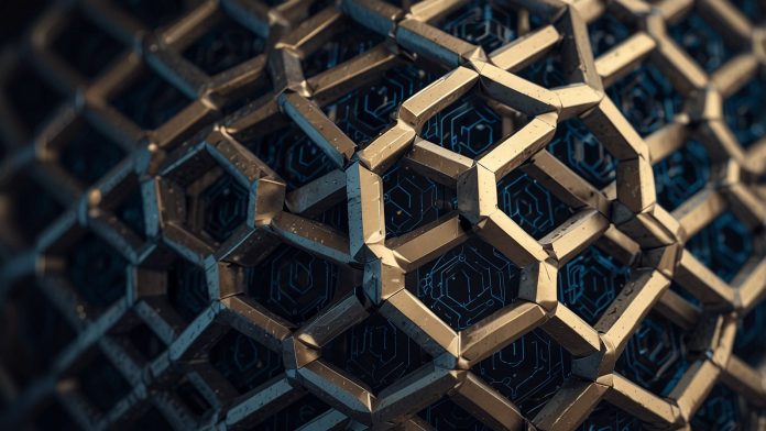 A high-resolution image of the Chainlink (LINK) cryptocurrency logo, featuring a stylised blue and white hexagonal design with interconnected links, symbolising its role as a decentralised oracle network.