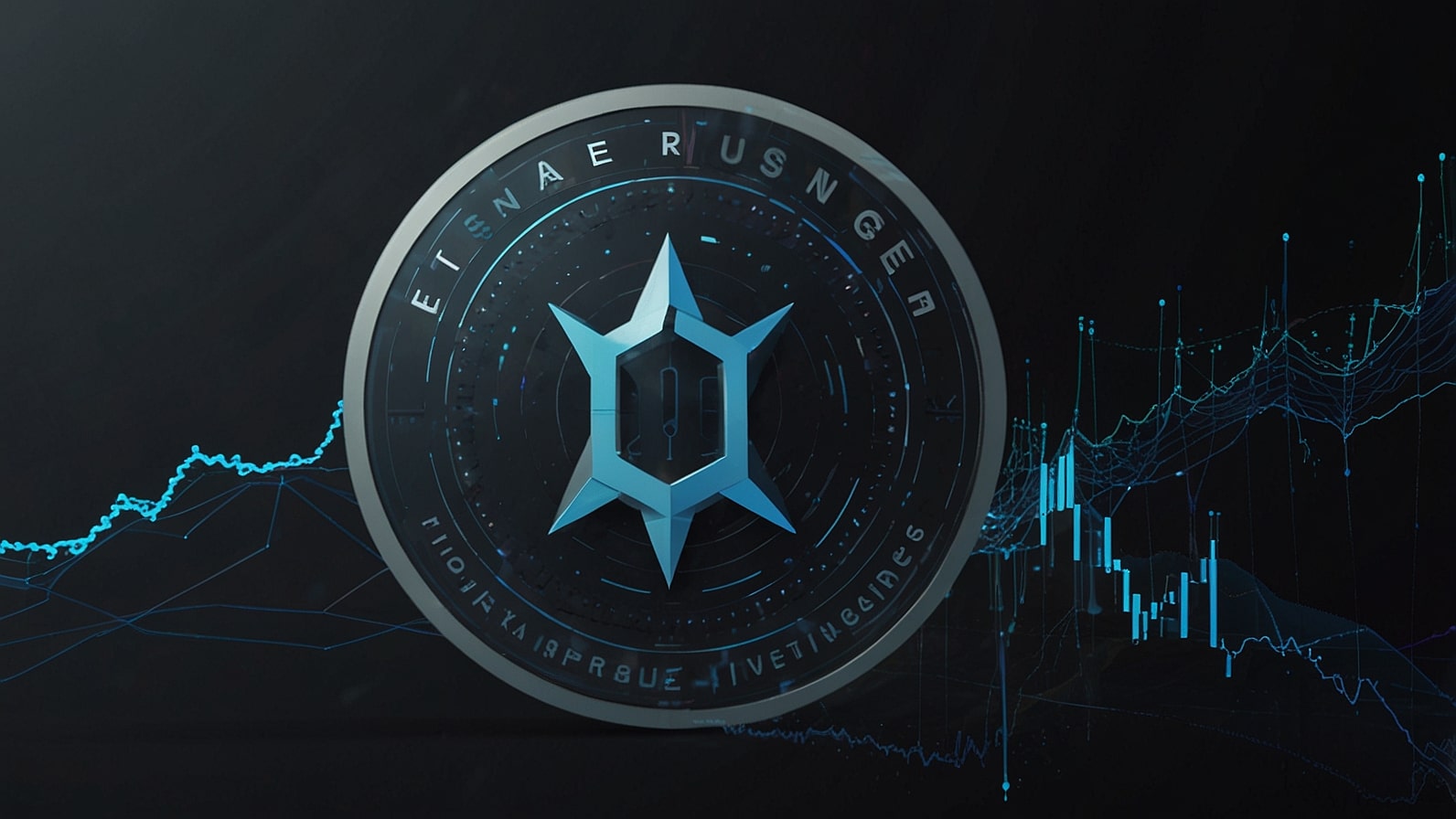 A high-resolution image of the Ethena USDe stablecoin logo, featuring a sleek blue and silver design with a circular motif, symbolising stability and innovation in synthetic dollar yield generation.