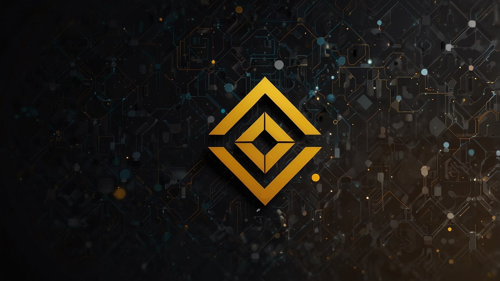 Binance Coin (BNB) logo featuring a yellow geometric diamond pattern with interconnected lines on a transparent background, representing the cryptocurrency's identity within the Binance ecosystem