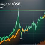 A line chart depicting BNB’s price surge to $868 on August 15, 2025, with a 7.7% increase, set against a dark background with green and orange lines highlighting key price levels.