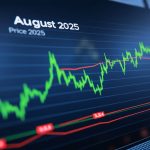Line chart displaying AAVE cryptocurrency price trends for August 2025, showing a steady upward movement with key data points.