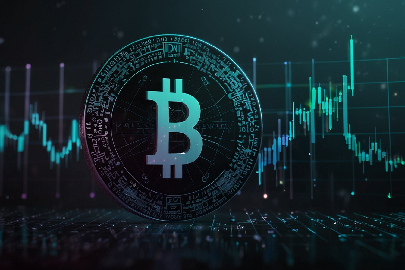 Digital illustration of Ethena's ENA token with a bullish chart, featuring Arthur Hayes and Mega Matrix logos, symbolizing the 2025 crypto rally.