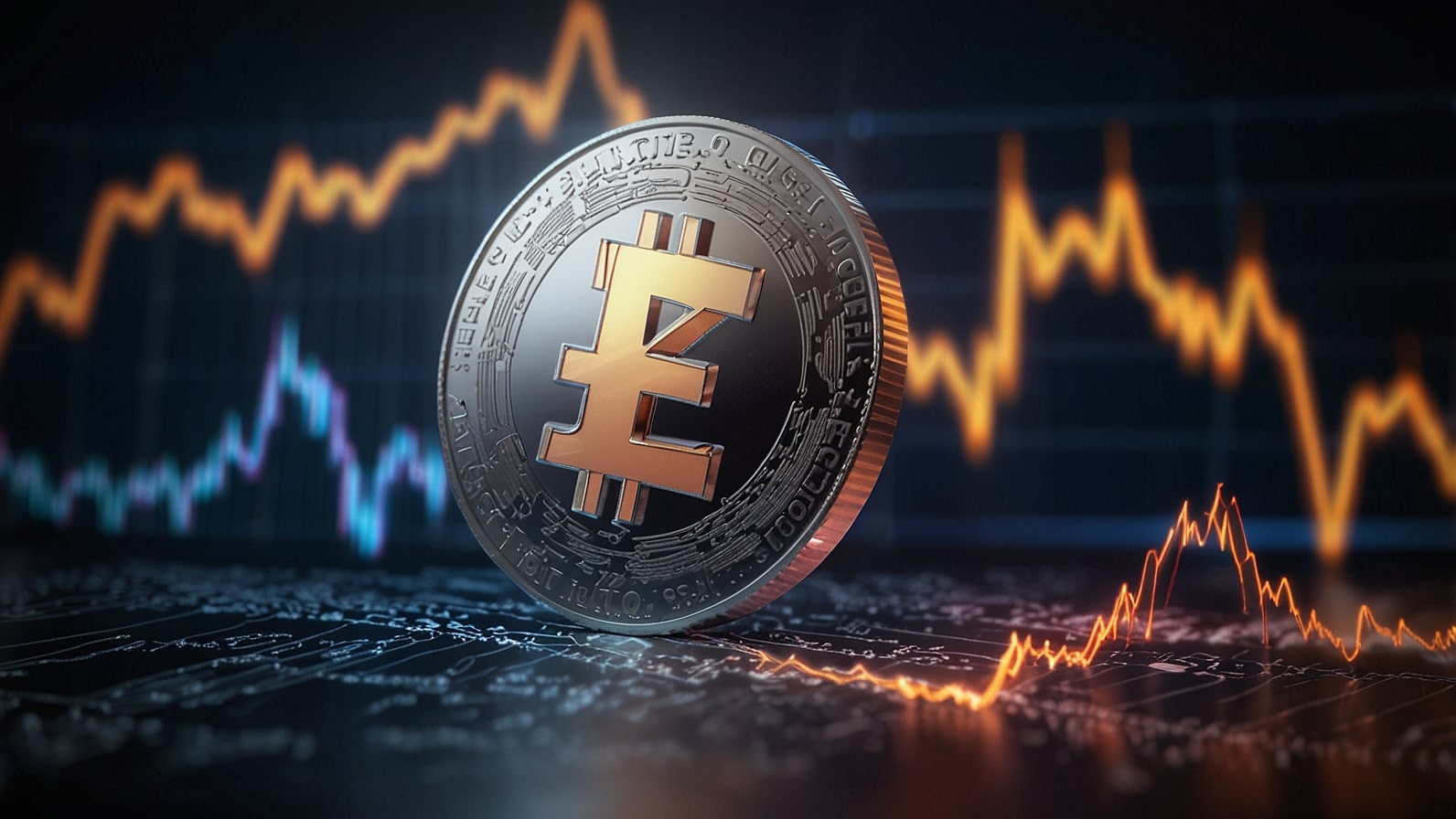 Digital illustration of a glowing Litecoin logo with upward trending graph and ETF documents in the background, symbolizing market rally and institutional interest on September 23, 2025.