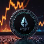 Digital illustration of the Mantle (MNT) cryptocurrency coin glowing against a futuristic blockchain background, with price charts and Bybit logo, highlighting its September 2025 surge.