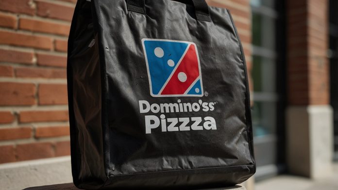 Domino’s Pizza logo with a DoorDash delivery bag, symbolizing their expanded partnership announced on September 16, 2025, driving a stock price surge.
