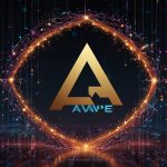 Dynamic digital illustration of the Aave (AAVE) logo with interconnected blockchain nodes, highlighting its DeFi dominance and $313.50 price in September 2025.
