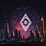 A vibrant digital illustration of the Mantle Network logo with a glowing MNT token, set against a futuristic blockchain background with Ethereum and layer-2 symbols.