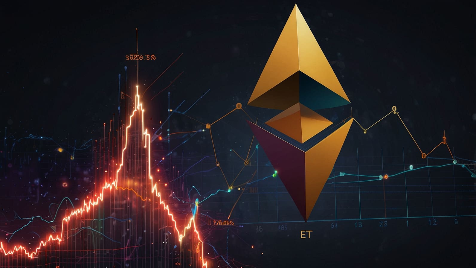 Line chart showing Ethereum ETH price surge above $4,500 in September 2025 with upward trend and blockchain background