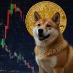 Vibrant digital illustration of Dogecoin DOGE logo featuring a Shiba Inu with dynamic price charts and blockchain nodes in the background on September 10 2025
