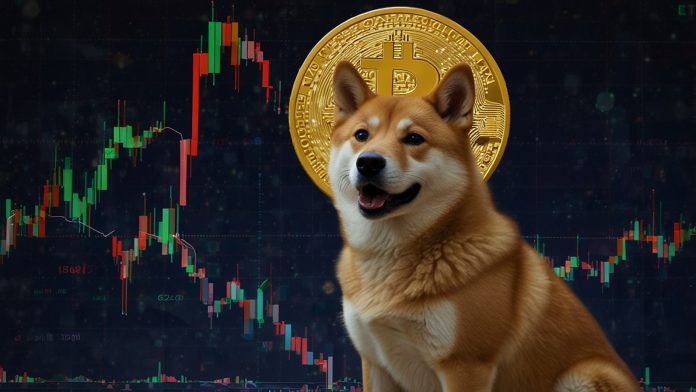 Vibrant digital illustration of Dogecoin DOGE logo featuring a Shiba Inu with dynamic price charts and blockchain nodes in the background on September 10 2025