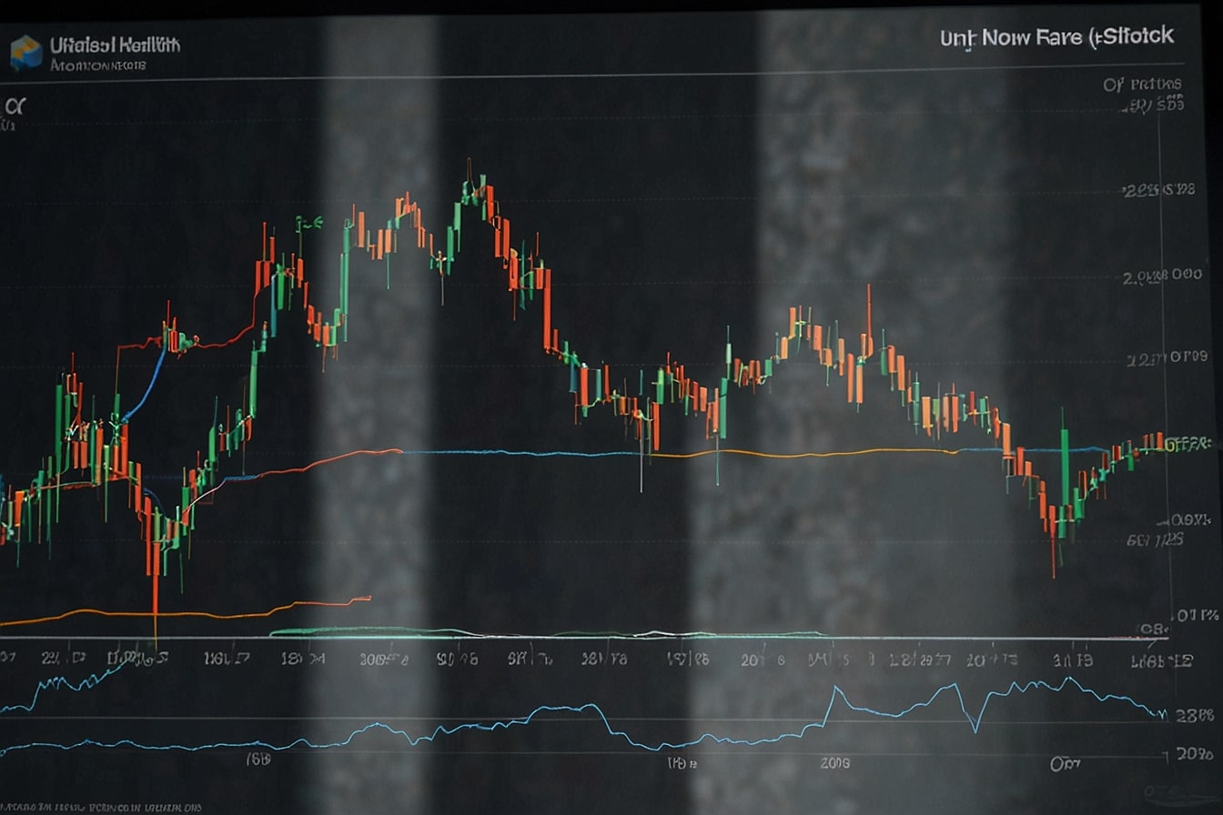 Line chart showing UnitedHealth Group (UNH) stock price surge in September 2025, highlighting 42% monthly gain.