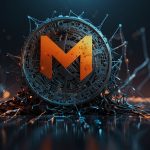 Digital illustration of Monero (XMR) cryptocurrency logo with a fractured blockchain in the background, symbolizing the historic 18-block reorg event on September 17, 2025.