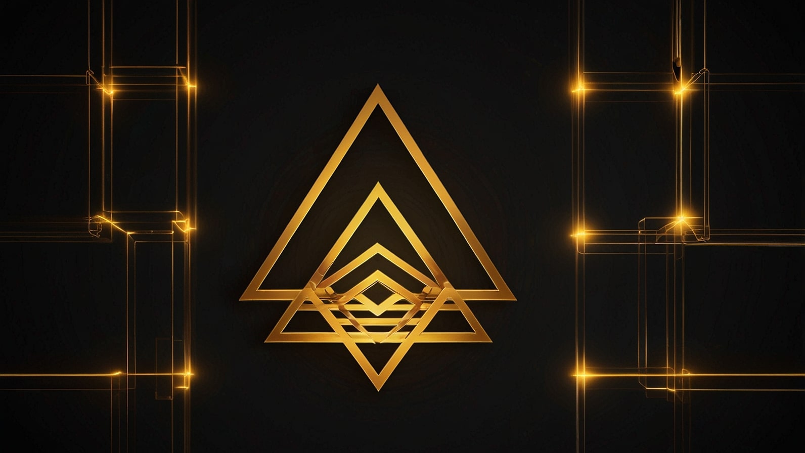 Vibrant BNB logo with interconnected geometric lines in glowing gold against a sleek black digital backdrop, symbolizing Binance's blockchain dominance.