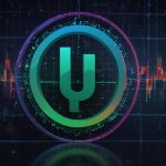 Vibrant USDC logo with a sleek dollar sign encircled by a blue-green gradient, set against a backdrop of blockchain nodes and financial charts, symbolizing its $74 billion market cap milestone and prediction market boom.