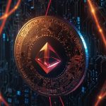 Vibrant digital illustration of the Tron (TRX) cryptocurrency coin glowing against a blockchain network, featuring stablecoin USDT and Solana partnership symbols, highlighting its September 2025 rise.