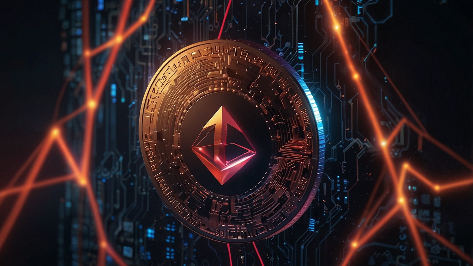 Vibrant digital illustration of the Tron (TRX) cryptocurrency coin glowing against a blockchain network, featuring stablecoin USDT and Solana partnership symbols, highlighting its September 2025 rise.