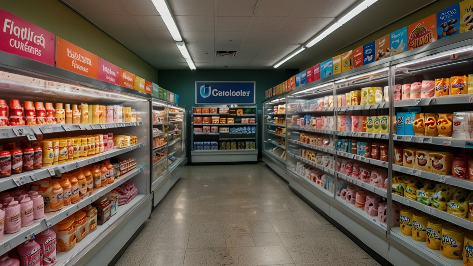 A vibrant supermarket freezer aisle showcasing ice cream brands, reflecting Unilever’s battle with Nestlé over the £1 billion Froneri acquisition in the UK.
