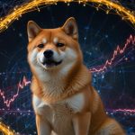 Digital illustration of Shiba Inu's Shibarium blockchain with vibrant nodes and token streams.